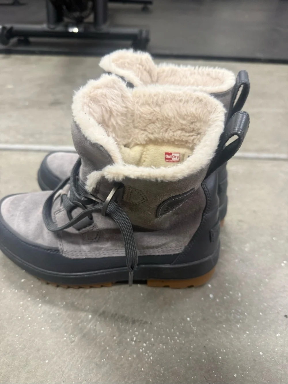 Sorel Gray Suede Faux-Fur Lined Lace Winter Boots